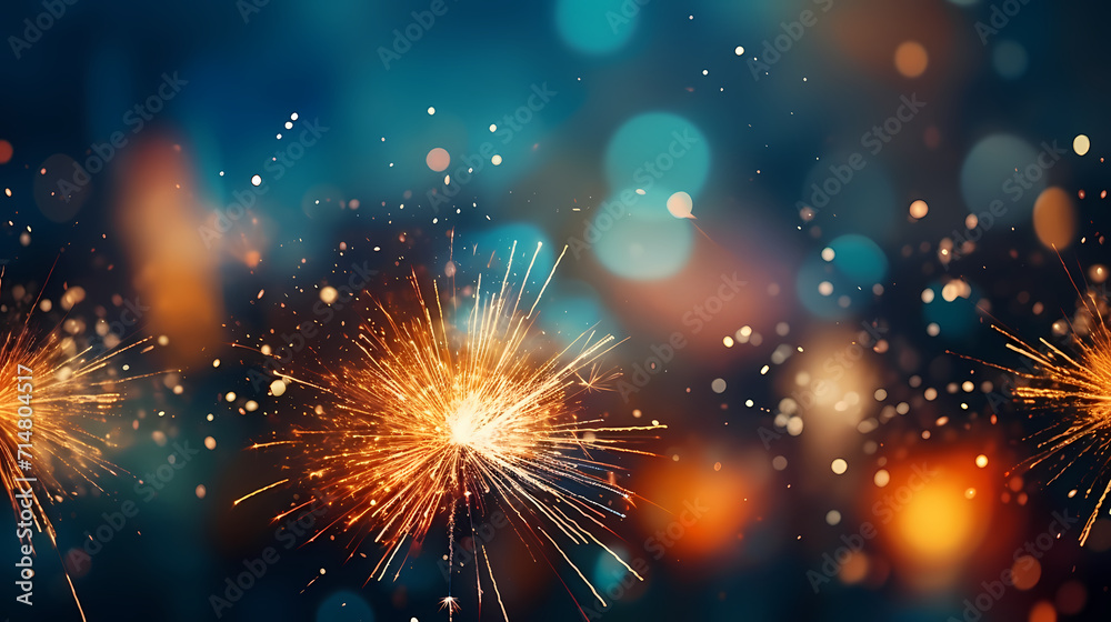Fototapeta premium Fireworks background for celebration, holiday celebration concept