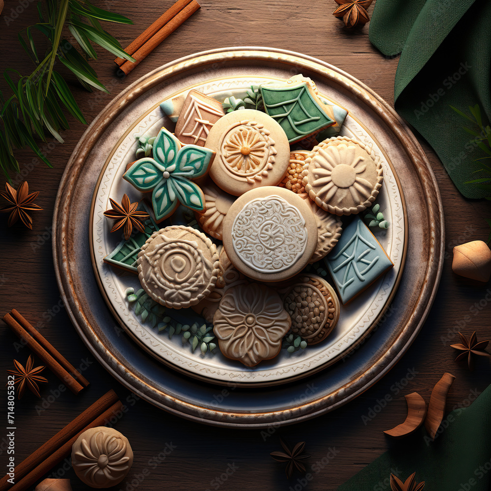 Christmas gingerbread. New Year's cookies. Generative AI Christmas gingerbread. New Year's cookies. Generative AI