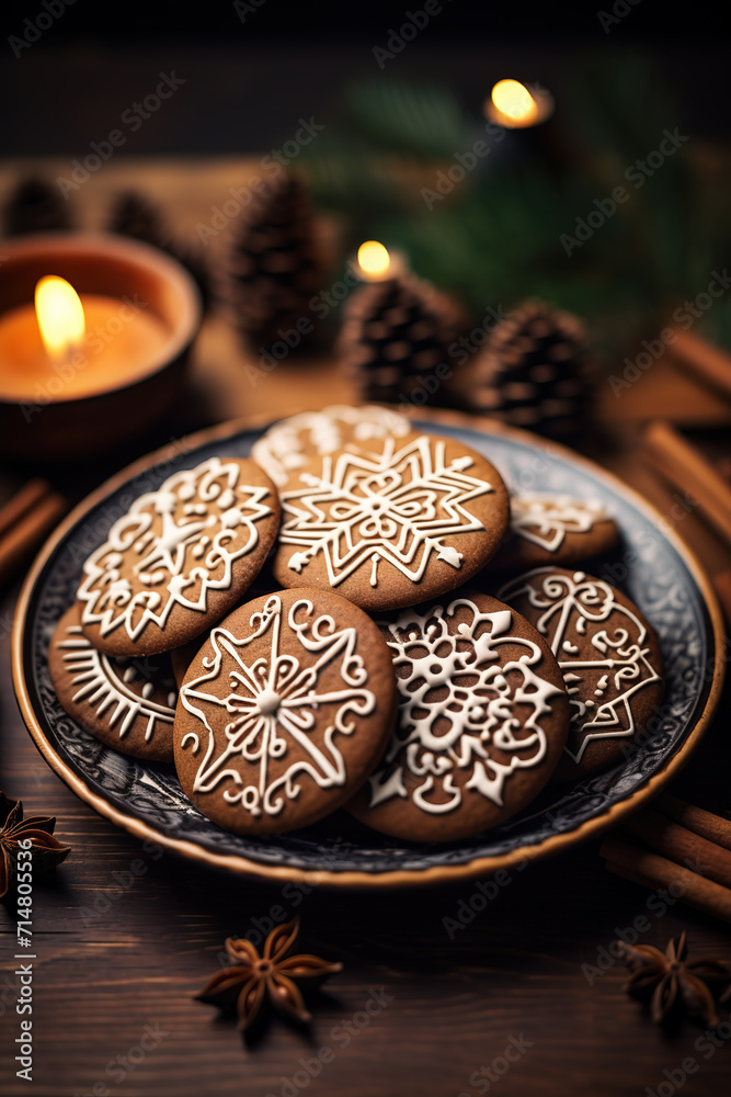 Christmas gingerbread. New Year's cookies. Generative AI Christmas gingerbread. New Year's cookies. Generative AI