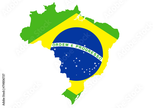 Flag Map of Brazil. Brazil Flag Map
