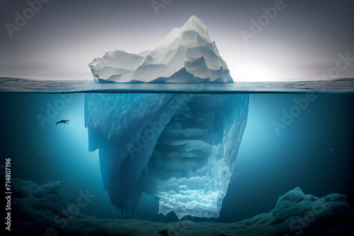 Iceberg, underwater and above water view.
