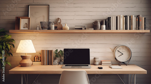stylish workspace with laptop photo