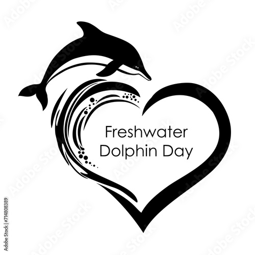  Freshwater Dolphin Day. Simple and elegant design. Design Concept, suitable for social media post templates, posters, greeting cards, banners, backgrounds, brochures. 24th of October.  photo
