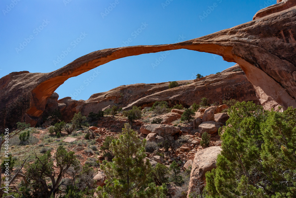 Landscape Arch in the Devils Garden, the longest in the park and the fifth-longest in the world, Arches NP