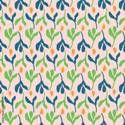 Trendy vector floral pattern with organic botanical shapes. Modern bold summer flower print, design in scandi style.