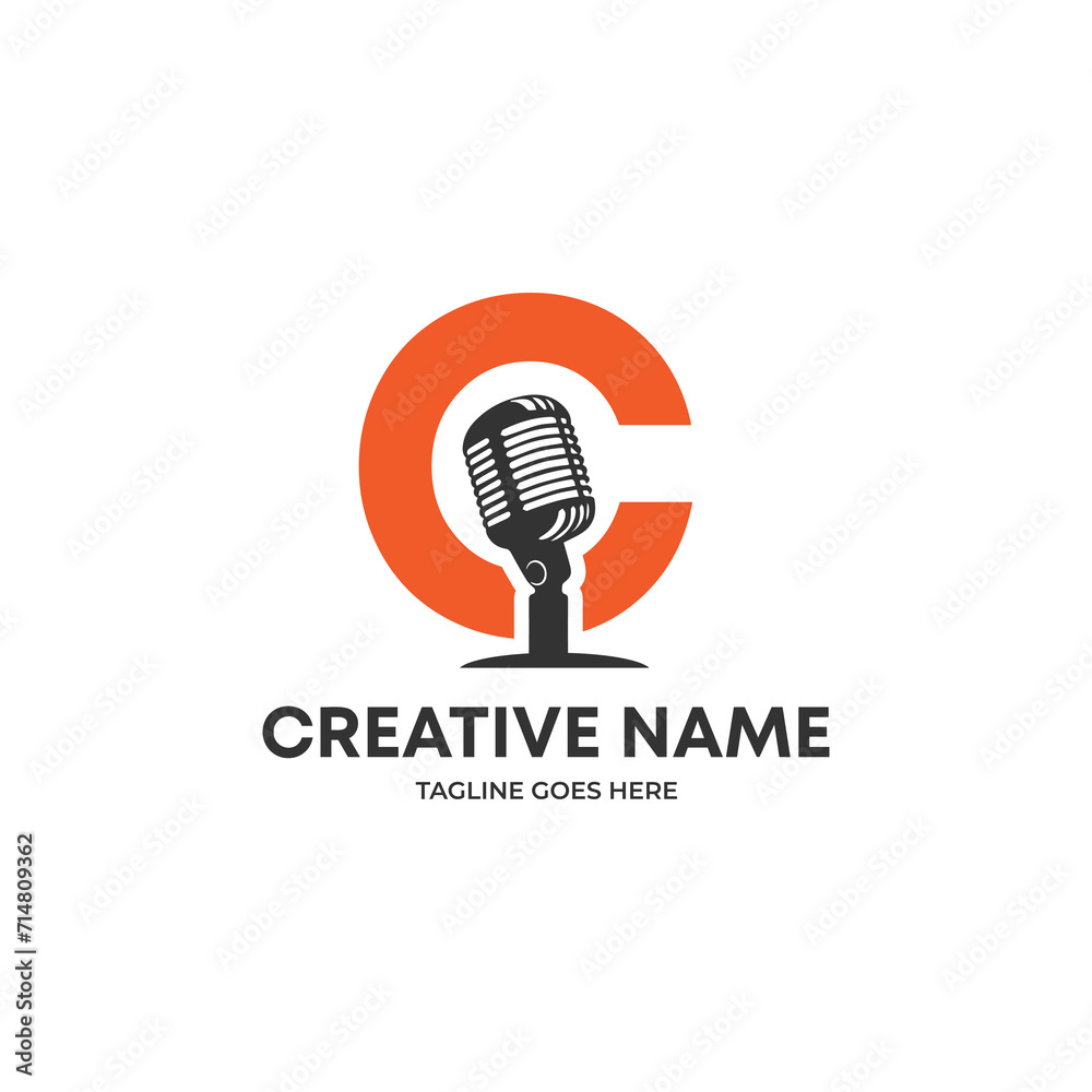 Letter C podcast logo. podcast logo, Letter C studio logo. Broadcast logo. musical logo Letter C podcast logo. podcast logo, Letter C studio logo. Broadcast logo. musical logo