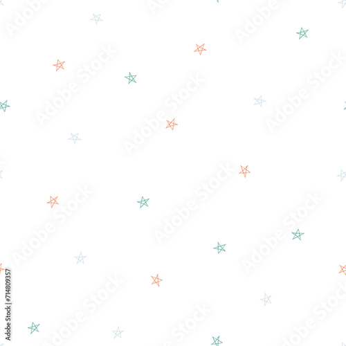 Seamless pattern with colorful hand drawn stars