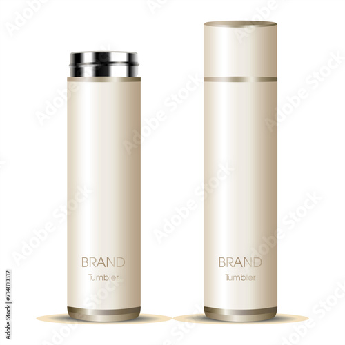Steel thermo tumbler mockup isolated on white background, Blank Tumbler Mockup