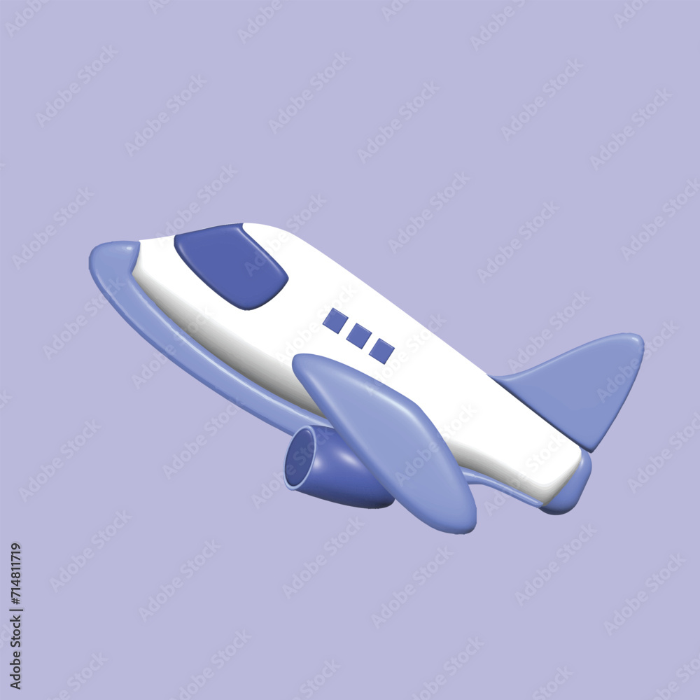 Naklejka premium Air transportation concept. Realistic 3d object cartoon style. Vector colorful illustration. 