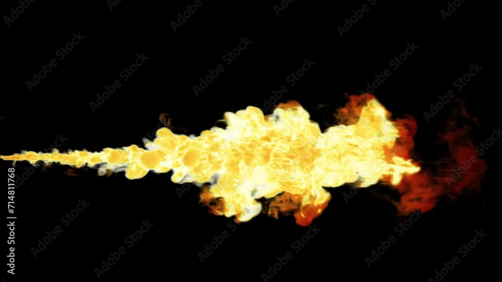 Flamethrower 4K with Alpha, Fire ball explosion, Fire blast with smoke and flames, flame thrower