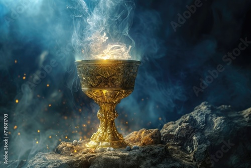 Fotografia The Holy Grail: Mystical Chalice of Legend in Computer-Generated Illustration