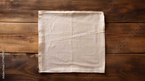 napkin on the wooden background. top view photo