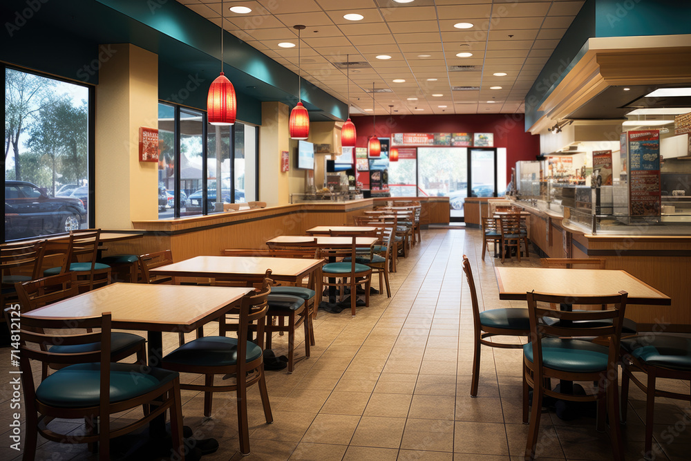 Obraz premium quick service restaurant interior . ai generated