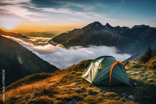 Camping on top of a mountain with a beautiful view