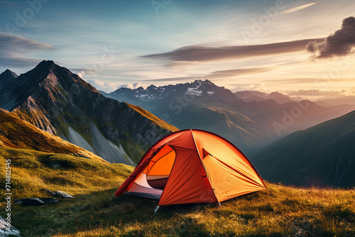 Camping on top of a mountain with a beautiful view