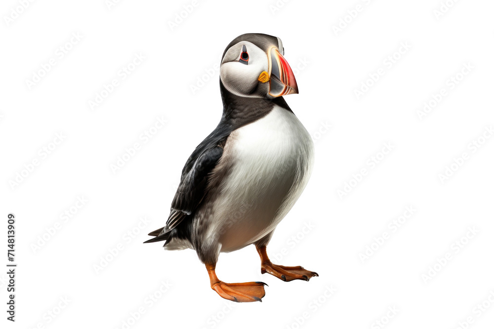 Naklejka premium A Puffin, Heimaey coast, South Iceland isolated on a transparent background.