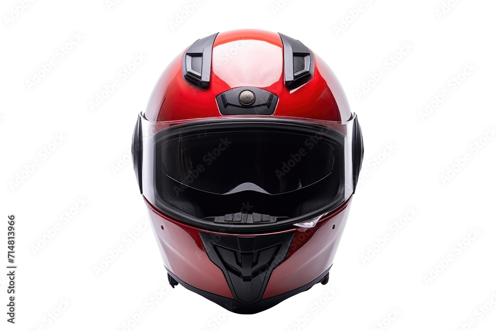 A red motorcycle carbon integral crash helmet isolated on a transparent background. A red motorcycle carbon integral crash helmet isolated on a transparent background.