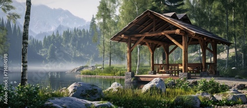 Rustic structure in open area