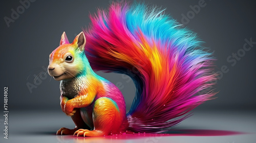 colorful background with artistic graffiti a vibrant squirrel character photo