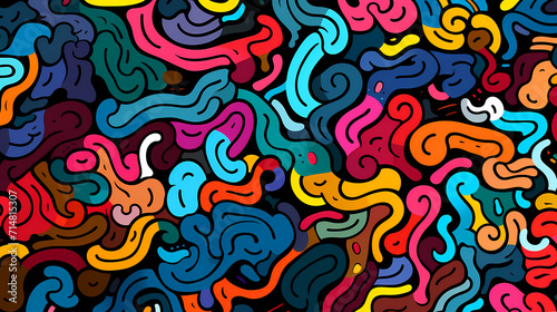 Funny doodle seamless pattern, artistic background