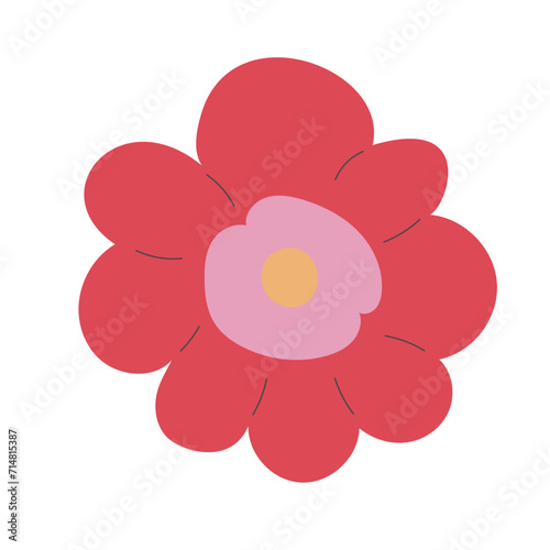 Flat flower bud element for beautiful design. Simple form. Vector drawing.