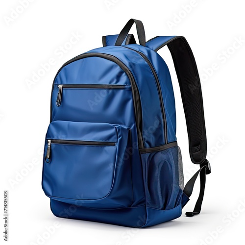 Blue bagpack isolated on white background