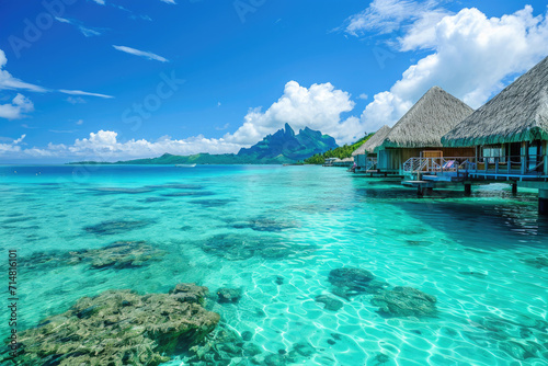 The breathtaking beauty of Bora Bora's turquoise lagoon in French Polynesia