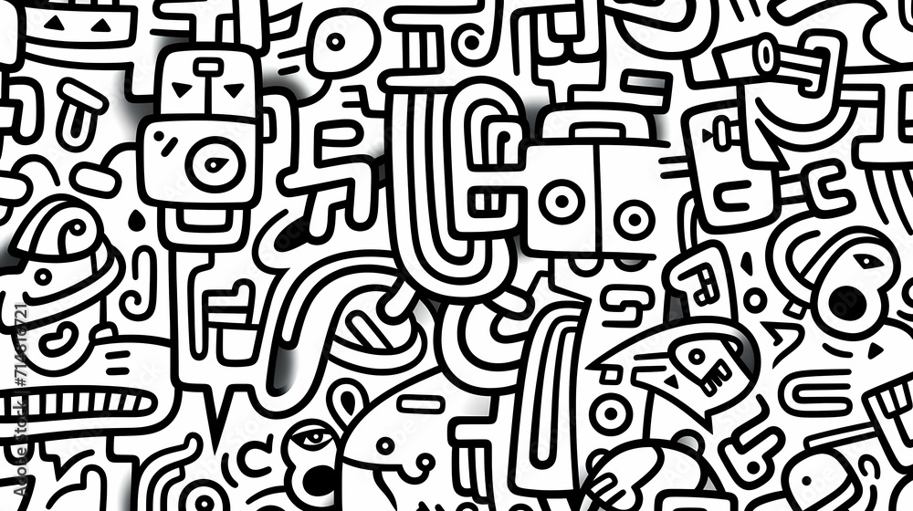 Funny doodle seamless pattern, artistic background Funny doodle seamless pattern, artistic background