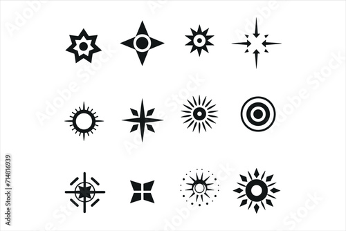 Y2k trendy shapes signs and symbols millennial abstract elements collection icon set of retro design shapes
