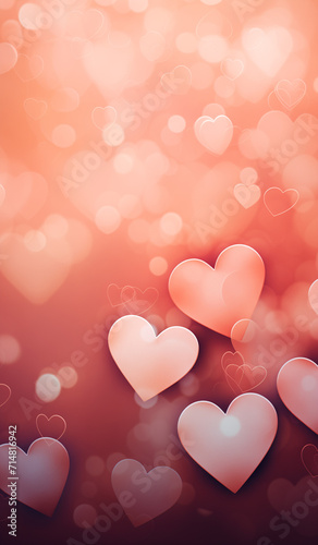 a pink background of hearts on the screen of a phone, in the style of light orange and light beige