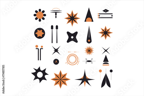 Y2k trendy shapes signs and symbols millennial abstract elements collection icon set of retro design shapes