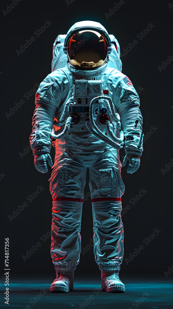 a futuristic astronaut with a metal chrome space suit 