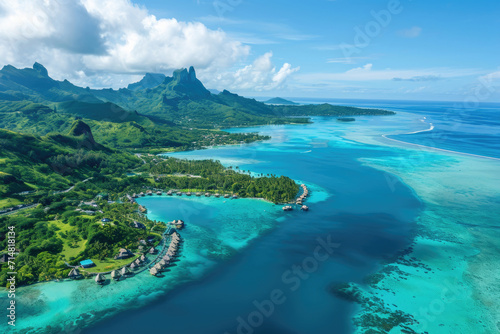 An aerial view capturing the elevated tranquility of Bora Bora