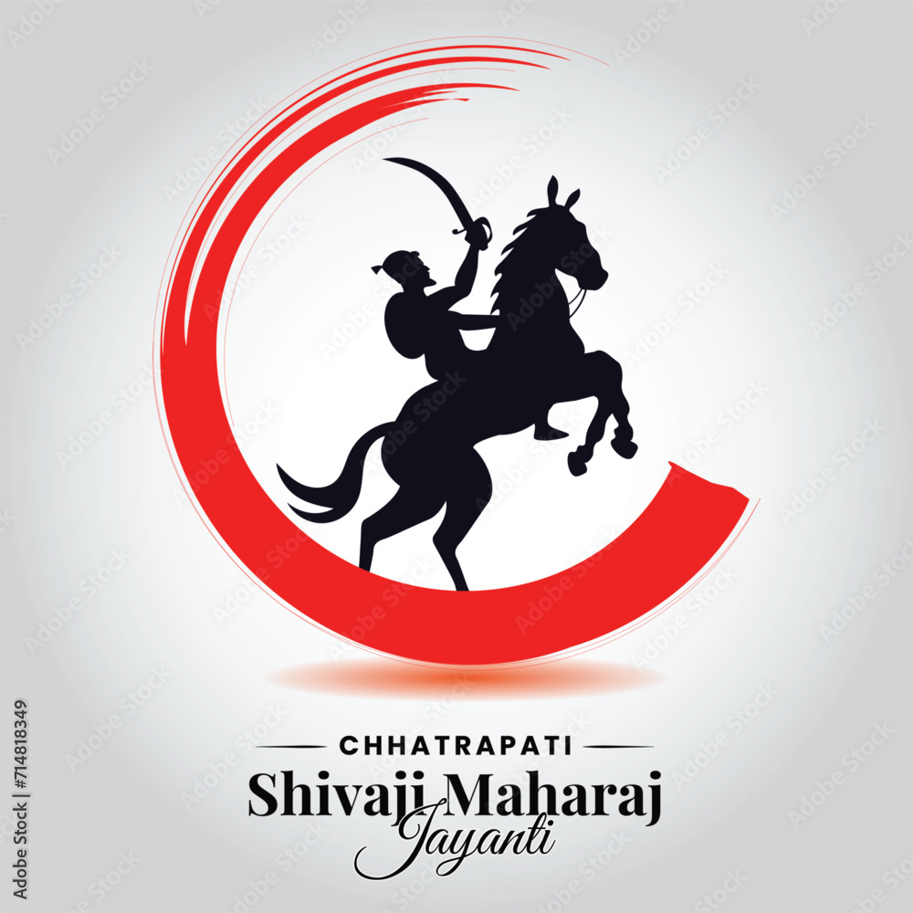Naklejka premium Chhatrapati Shivaji Maharaj Jayanti greeting, great Indian Maratha king celebration vector