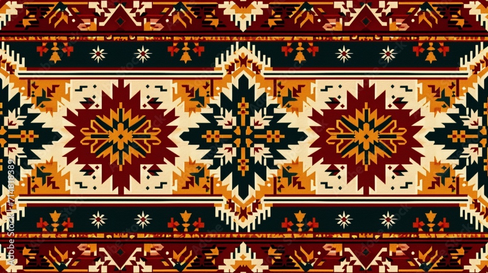 seamless pattern with christmas. tribal pattern. local fabric pattern. pixel pattern. cross stitch - obrazy, fototapety, plakaty 