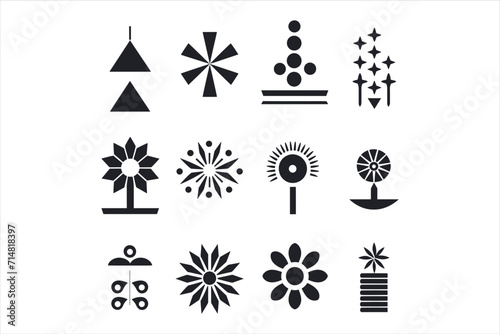 Y2k trendy shapes signs and symbols millennial abstract elements collection icon set of retro design shapes
