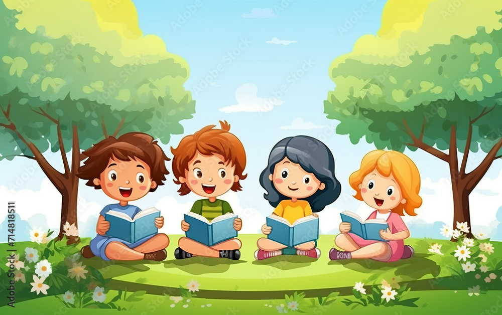 children reading illustration,created with Generative AI tecnology.
children reading illustration,created with Generative AI tecnology.