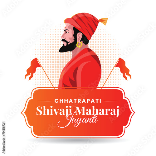Chhatrapati Shivaji Maharaj Jayanti greeting, great Indian Maratha king celebration vector