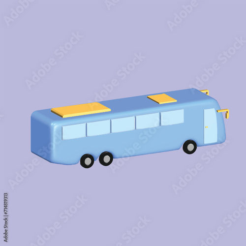 Modern Bus. Land transportation concept . Realistic 3d object cartoon style. Vector colorful illustration. 