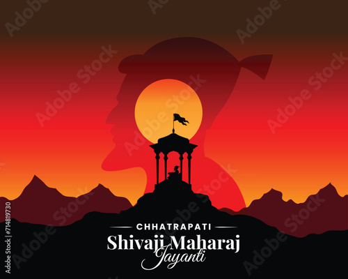 Chhatrapati Shivaji Maharaj Jayanti greeting, great Indian Maratha king vector