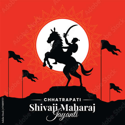 Chhatrapati Shivaji Maharaj Jayanti greeting, great Indian Maratha king vector