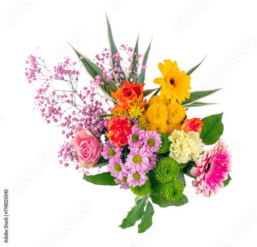 Flowers bouquet wreath isolated on transparent white background