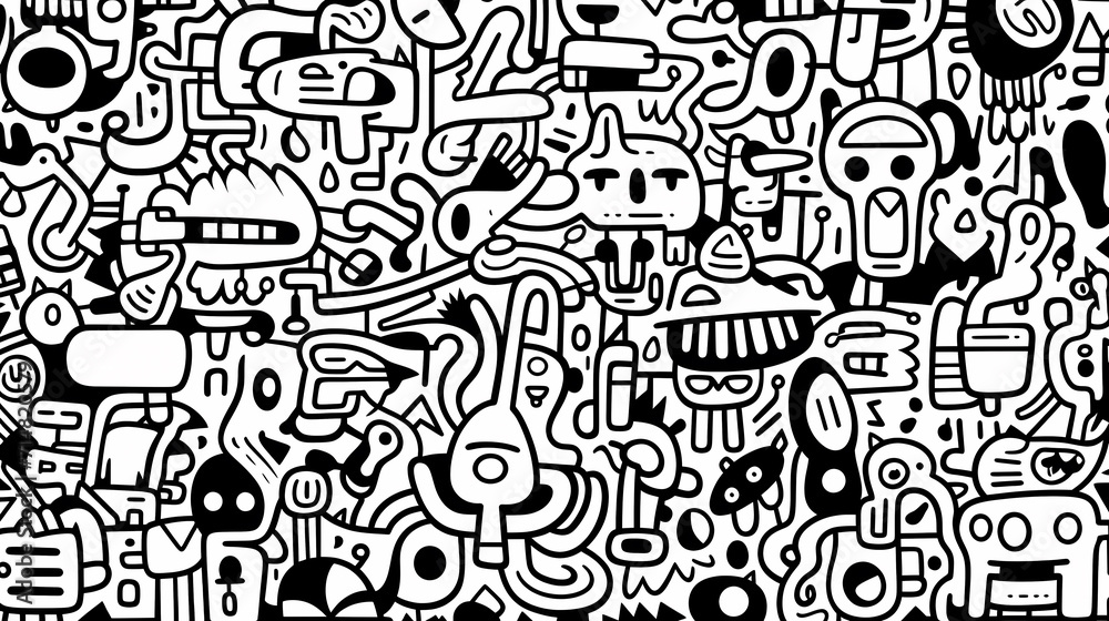 Abstract seamless doodle background, artistic backdrop