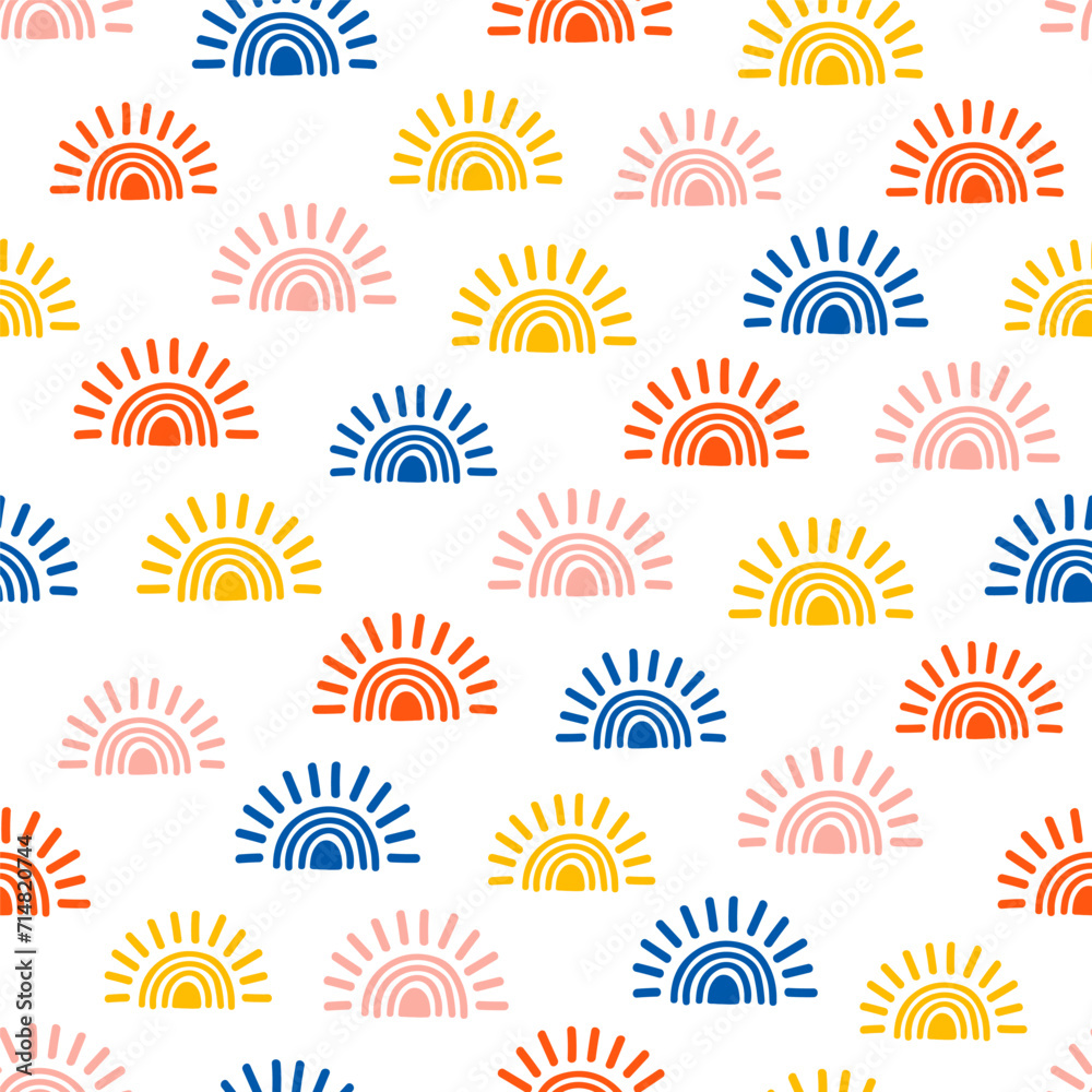 Seamless pattern with colorful sun Seamless pattern with colorful sun