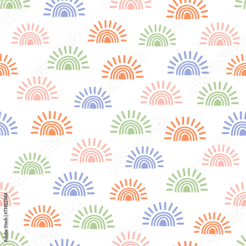 Seamless pattern with colorful sun