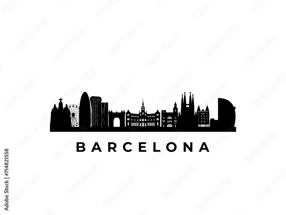 Vector Barcelona skyline. Travel Barcelona famous landmarks. Business and tourism concept for presentation, banner, web site.