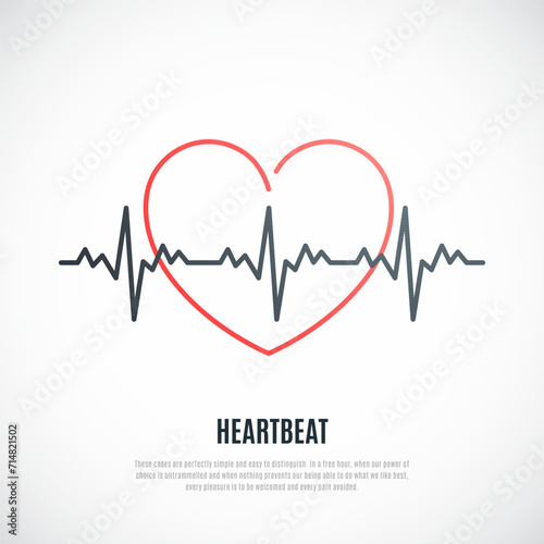 Heartbeat line icon. Heartbeat and heart illustration. Vector template.