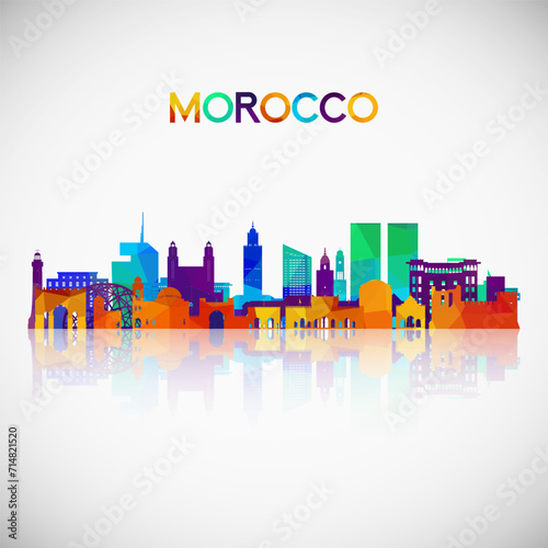 Morocco skyline silhouette in colorful geometric style. Symbol for your design. Vector illustration.