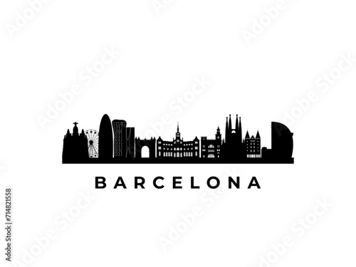 Vector Barcelona skyline. Travel Barcelona famous landmarks. Business and tourism concept for presentation, banner, web site.