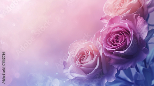 Rose Pink and Periwinkle banner background. Elegant floral background. 